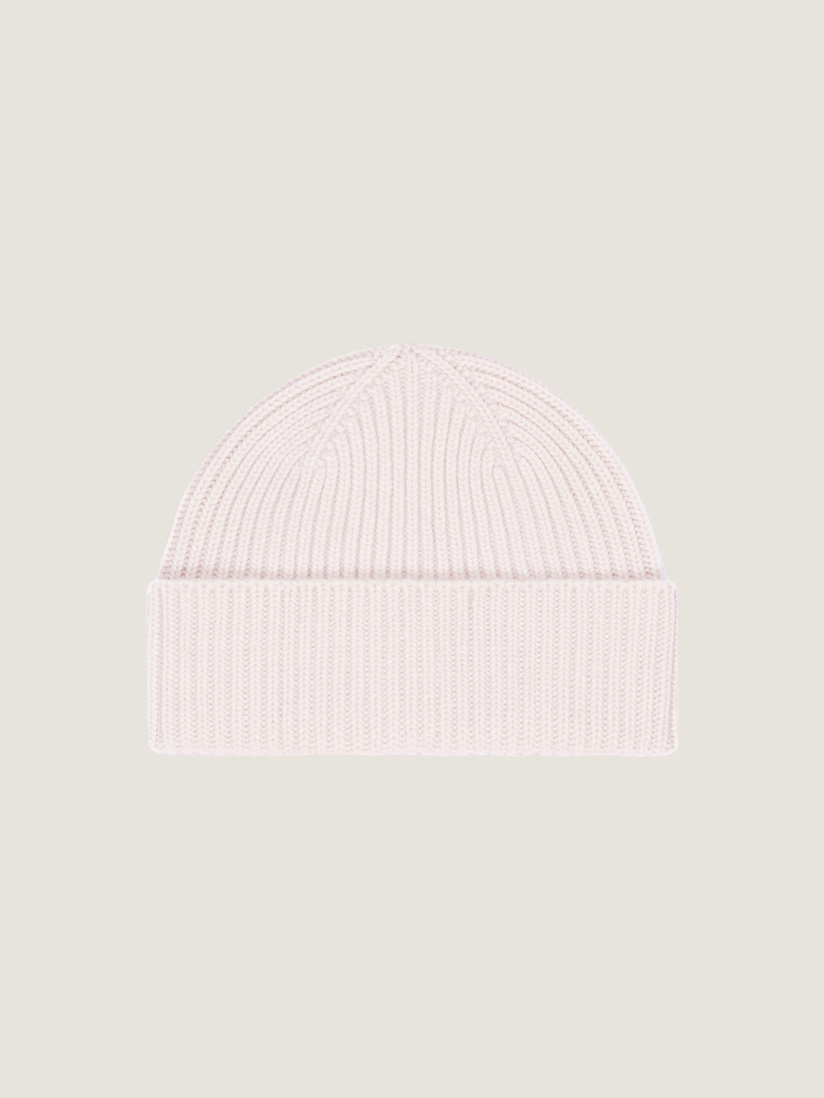 Ribbed beanie in wool and cashmere